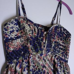 Bar III Dress-Blue Multi Quilted Bodice-Size S